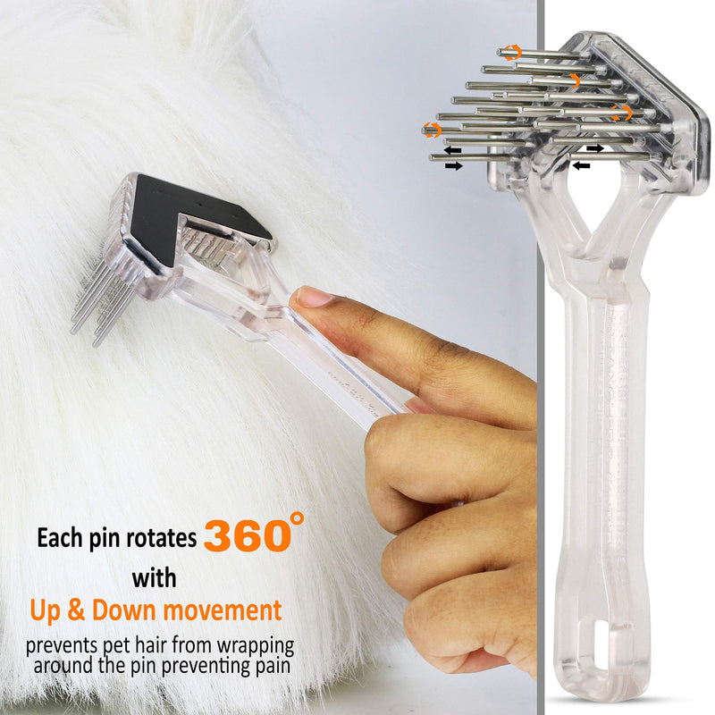 Mini-Rake V-Shaped with Double-Row Rotating Teeth (Crystal with BlackTop) Crystal with BlackTop - BeesActive Australia
