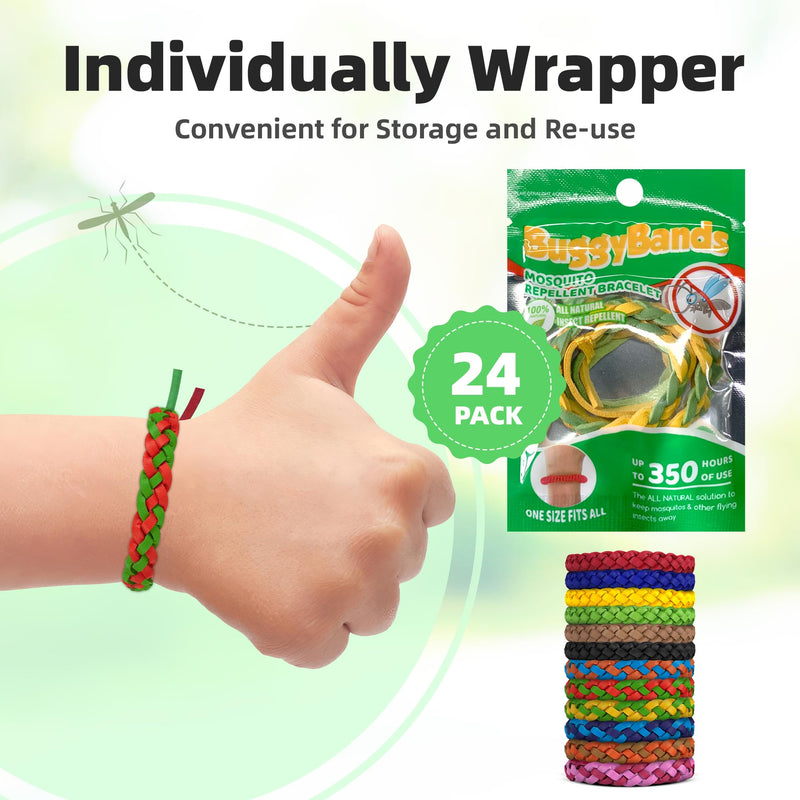 24 Pack Mosquito Repellent Bracelets, DEET-Free, Individually Wrapped PU Leather Insect & Bug Repellent Wrist Bands - BeesActive Australia