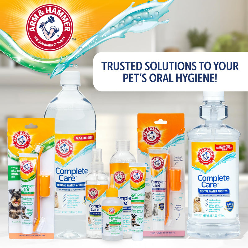 Arm & Hammer Complete Care Brushless Dental Kit for Dogs – Includes No-Brush Oral Gel + Dog Dental Spray, Fresh Breath, Tartar Control, Baking Soda Enhanced Dental Dog Supplies, 4 Fl Oz Each Dental Kit - Peanut Butter & Mint 4 Fl Oz (Pack of 2)