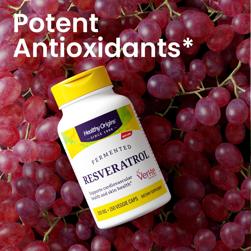 Healthy Origins Resveratrol 300 mg, Fermented, 150 Veggie Caps 150 Count (Pack of 1)