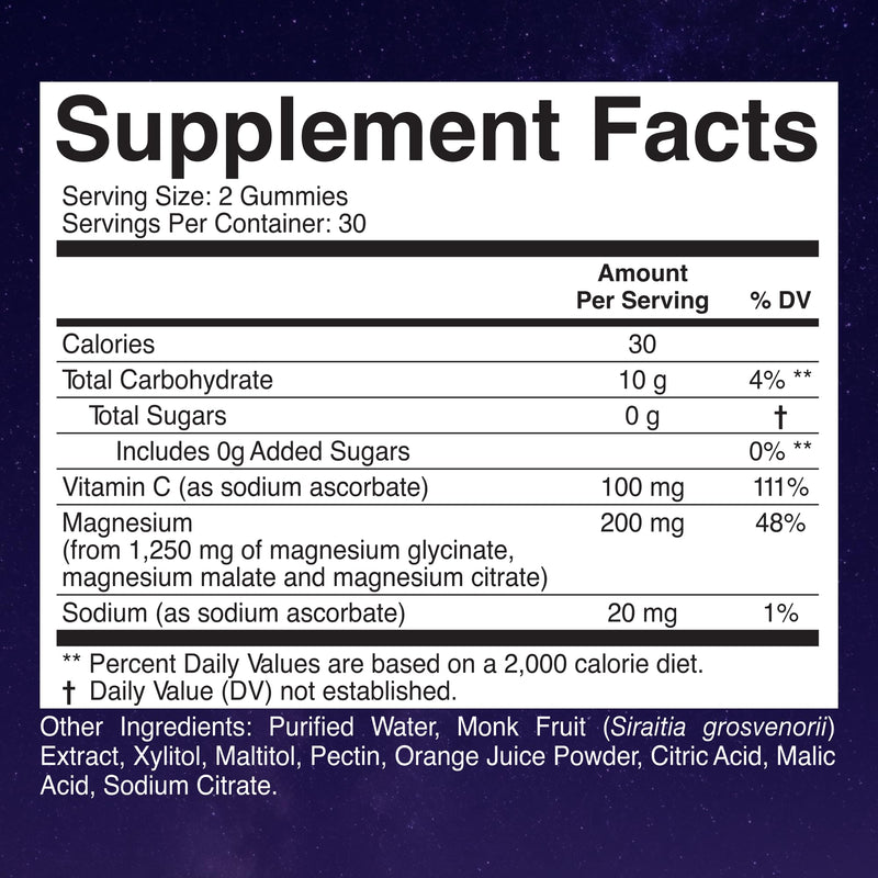 Secret Element Magnesium Glycinate 1250MG Gummies, High Absorption Magnesium Glycinate, Citrate & Malate, with Vitamin C, Sugar-Free, Vegan, Chews for Men & Women, 60 Gummies, Wild Orange Flavor 60 Count (Pack of 1)