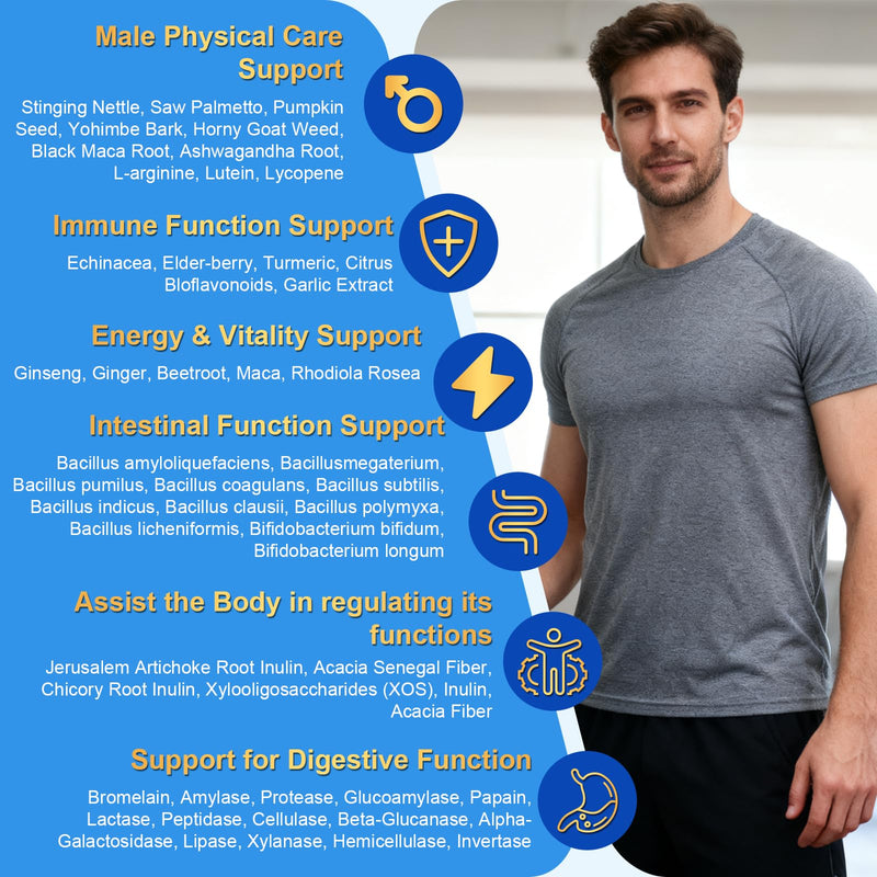60-IN-1 Liposomal 120+ Nutrients Men's Multivitamin Gummy 4500MG+ Overall,300Billion Probiotics, Algal DHA, CoQ10, Turmeric & Herbal Blends,for Immune, Energy, Prostate, Heart, and Digestive Wellness 60 Count (Pack of 1)
