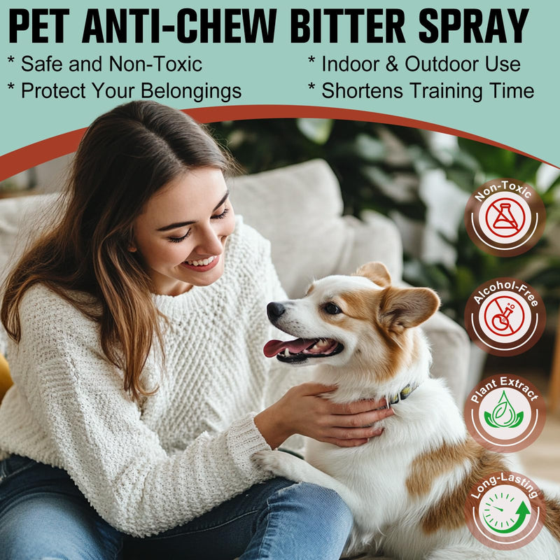 Bitter Apple Spray for Dogs - No Chew Spray for Dogs to Stop Chewing Furniture, Shoes, Cords & Wires | Anti Chew Spray for Dogs Training Aid, Alcohol-Free (4.06 Fl Oz) | anti chew spray dogs,stop chewing furniture spray