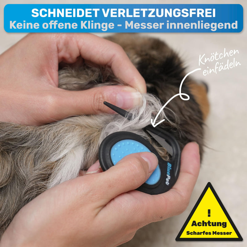 BluePet 1x dematting comb for dogs & dematting knife cats | Remove knots & matted fur | Detangler grooming knife for long-haired animals | knot comb | Knot remover & felt comb 1x de-matting knife - BeesActive Australia