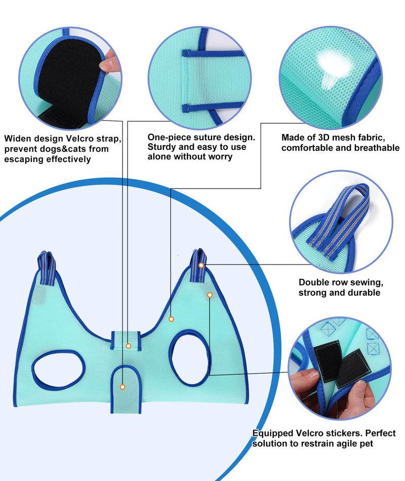 Kkiimatt Pet Grooming Hammock Harness, Dog Grooming Hammock Small Dogs, Dog Nail Trimming Hammock with Nail Clippers, Dog Hammock for Grooming with Wide Strap (XX-Small 3.5 KG Max/Turquoise) XX- Small 3.5 KG Max/Turquoise - BeesActive Australia