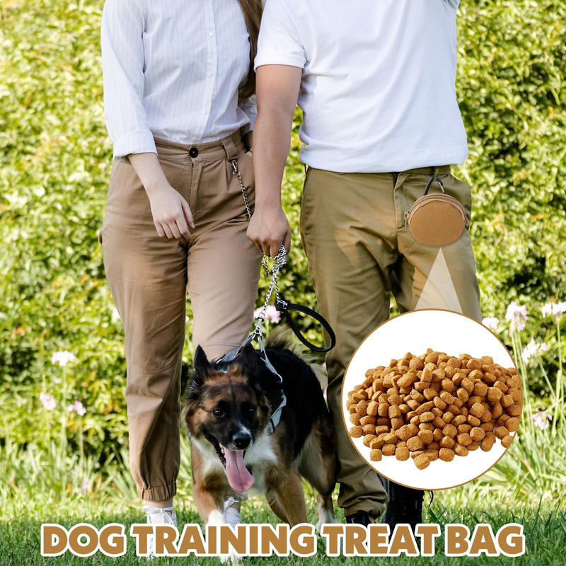 2 Pack Dog Treat Pouches, Small Portable Training Walking Treat Bag for Puppies with Clasp Reusable Pet Treat Container, Zipper Closure to Avoid Spilling, Travel or Outdoor Use(Khaki) - BeesActive Australia