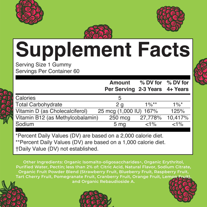 MARYRUTH'S Organics Sugar Free | 2 Month Supply | Vitamin D & B12 Vitamin Supplements for Adults & Kids | Bone Health | Immune Support | Vegan | Non-GMO | 60 Servings (Pack of 2) 60 Count (Pack of 2)
