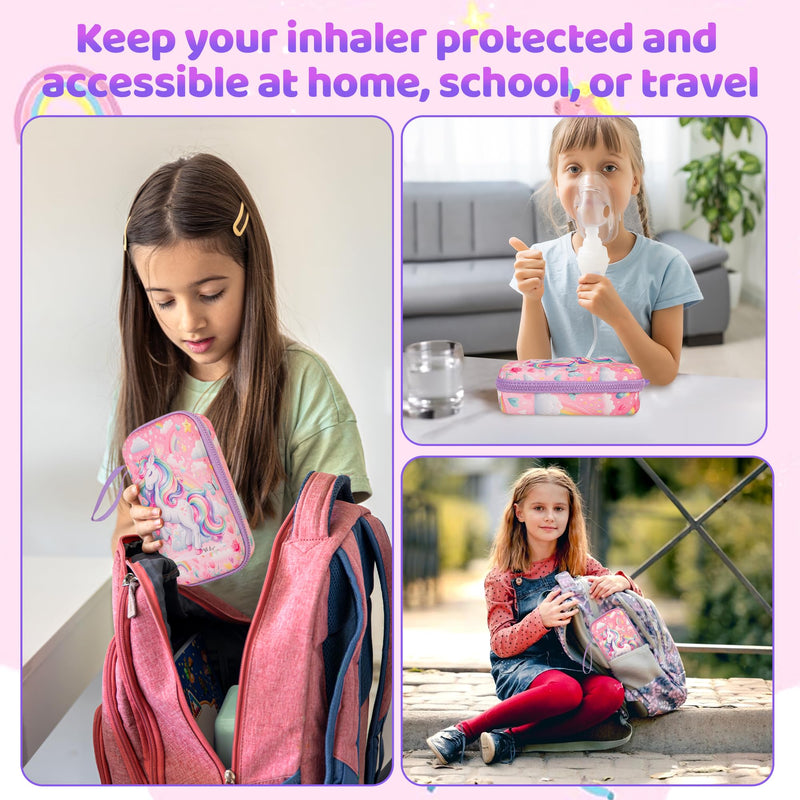 – Unicorn Kids Inhaler & Spacer Semi-Rigid EVA Case – Protective Asthma Travel Bag for Inhalers, Chambers & Portable Nebulizers – Washable Organizer - (Only the Case) - BeesActive Australia