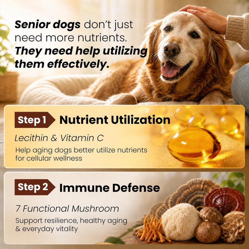 Pawpulse Formula Mushroom Chews for Dogs with Turkey Tail, Lion's Mane & Reishi – Senior Dog Supplement for Lipoma, Lumps & Bumps – Immune Support & Gut Health – 80 Count