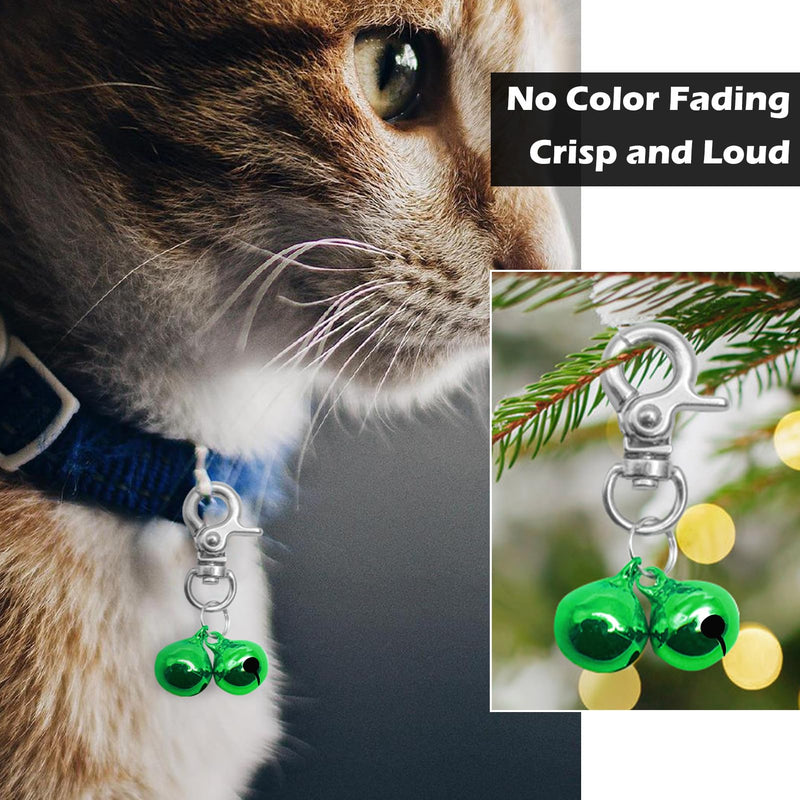 EXPAWLORER 2 Pack Cat Bell - Dog Cat Collar Bell Loud, Pet Jingle Bells Training Charm Pendants Jewelry Small Bells for Dog Cat Collar Necklace, Green 2 bells - BeesActive Australia