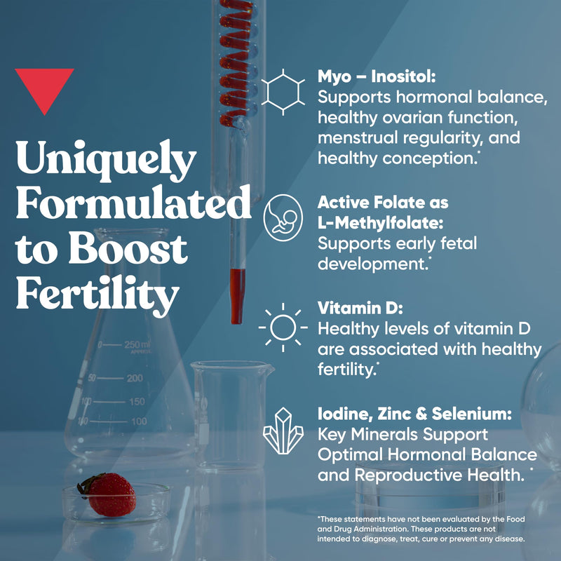 Conception for Her Fertility Gummies - Fertility Supplements for Women with Myo Inositol, Folate & more Essential Nutrients - Delicious Juicy Strawberry Hormone Balance Vitamins, 75 ct Pectin Gummies