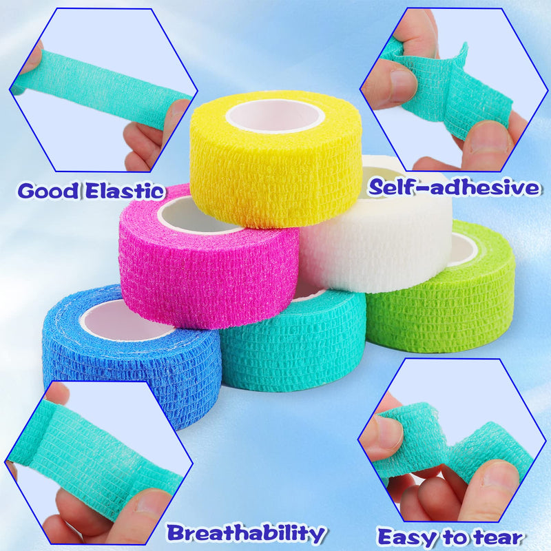 24 Pack Self Adhesive Bandage Wrap,Cohesive Wrap Bandages,Self Adherent Wrap 1 Inch X 5 Yards,Breathable Stretch Sports Tape,Elastic Self Adhesive Tape for Sports Wrist Ankle Athletic - BeesActive Australia