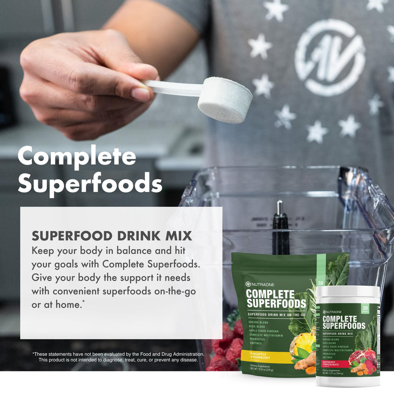 Complete Superfoods, Greens & Reds Blend*, Apple Cider Vinegar, Digestive Enzyme Blend*, Probiotic Blend*, Multivitamin* (Raspberry Pomegranate - 30 Servings)