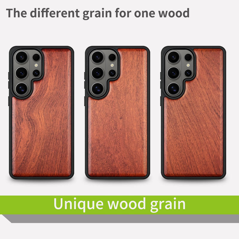 Carveit Magnetic Wooden Case for Samsung Galaxy S26 Ultra Case, Wood Artisan Engraved & Handmade Shell Inlaid, Compatible with MagSafe Wireless Chargers (Wave Compass) Rosy Wave Compass-Rosy