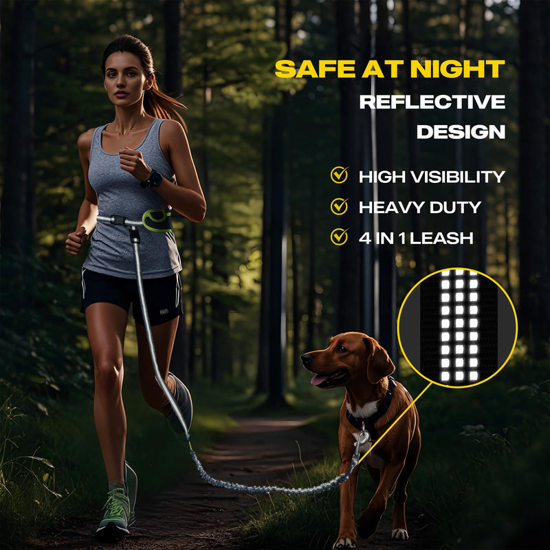 Fida 3-in-1 Hands Free Dog Leash with Zipper Pouch & Bungee, Reflective Crossbody Waist Running Leash for Dogs with Traffic Handle for Safe Walking, Jogging - BeesActive Australia