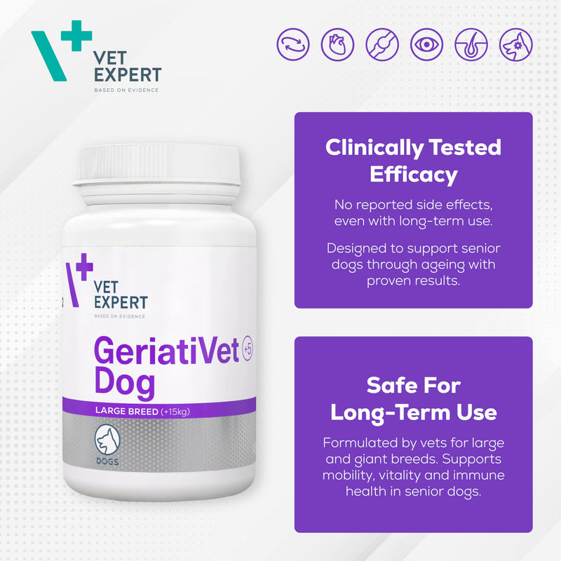 Vet Expert Geriativet Large Breed Senior Dog Supplement – Enhances Energy Metabolism, Joint Health, and Immune Function 45 capsules