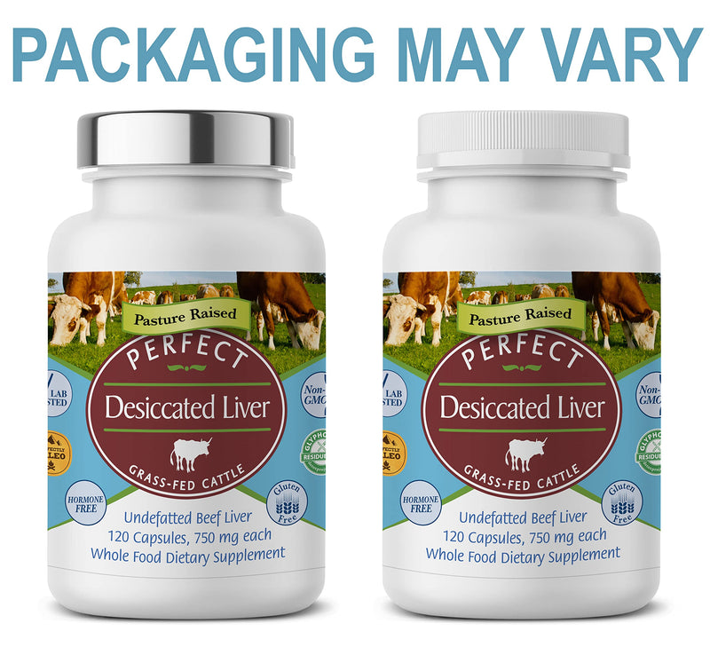 Perfect Supplements – Perfect Desiccated Liver – 120 Capsules – Undefatted Beef Liver – Natural Source of Protein, Iron, Vitamins A & B – 2 Pack 2 Count (Pack of 120)