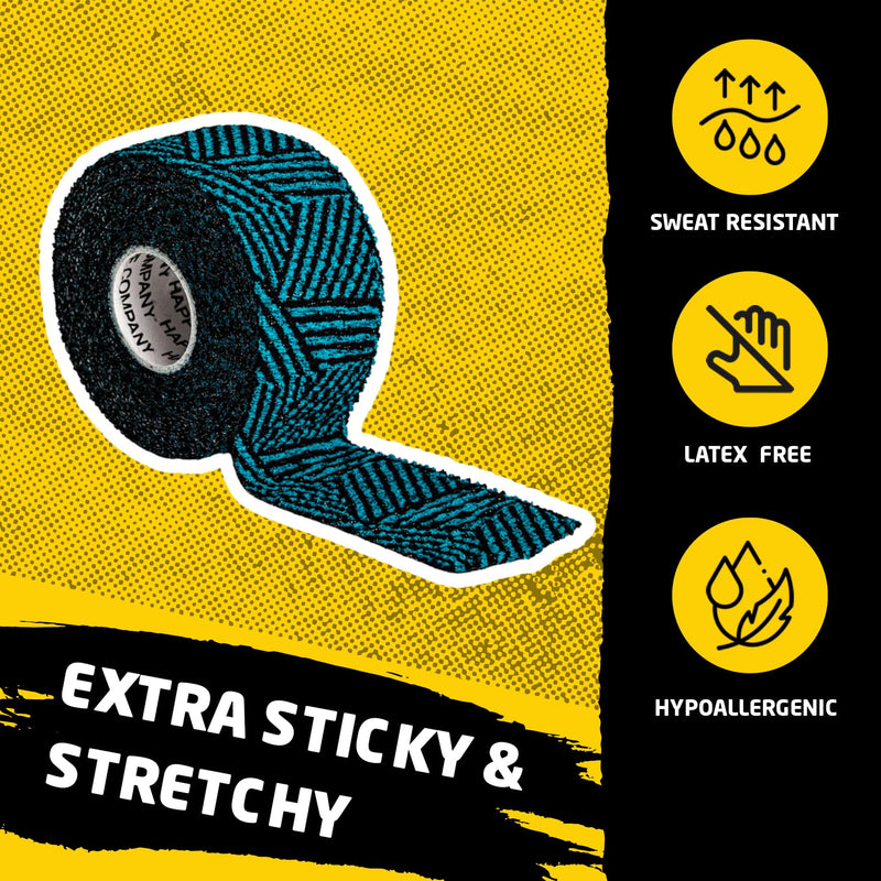 Gym & Hook Grip Tape - Thumb & Finger Protection - for Cross Training, Weightlifting, Gymnastics & More - Stretchy Adhesive Athletic Weightlifting Tape - 24 ft Long 3 Pack Aqua La Vista - BeesActive Australia