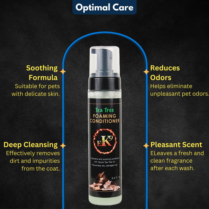 E3 Tea Tree Foaming Conditioner (K9) - 8.5oz - Deep Cleansing & Soothing Formula for Pets, with Nano Vitamins A, C, E, & F | Trusted by Professionals | with The Goodness of Tea Tree - BeesActive Australia