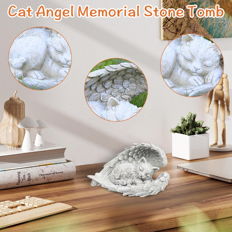 SZSMW Gravestone Cat - Decorative Cat - Memorial Stone Cat can be placed indoors on desks, bookshelves, bedside tables, as an outdoor garden decoration or as a souvenir gift - BeesActive Australia