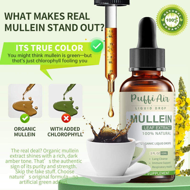 Mullein Drops for Lungs with Mullein Leaf Thyme & Marshmallow Root‰∏®Lungs Cleanser for Smokers Respiratory & Immune Support‰∏® Natural Vegan Non-GMO 60ml 2fl oz