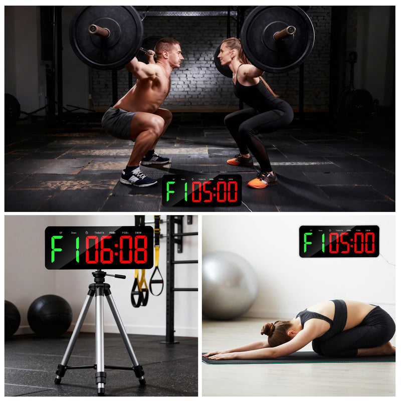 Upgraded Gym Timer Clock for Tabata/FBG/EMOM - Large Workout Clock for Home Gym with Remote Control, Count Down & Up | Stopwatch, Fitness Digital Timer for Home/Yoga/Boxing/Garage - BeesActive Australia