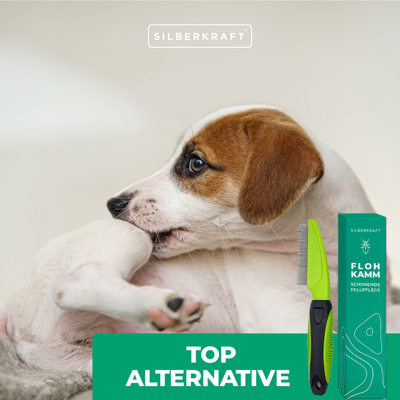 Silberkraft flea comb for dogs, cats and other pets - gentle care thanks to rounded metal teeth - lice comb, dust comb - effective against fleas, ticks, parasites, vermin - BeesActive Australia