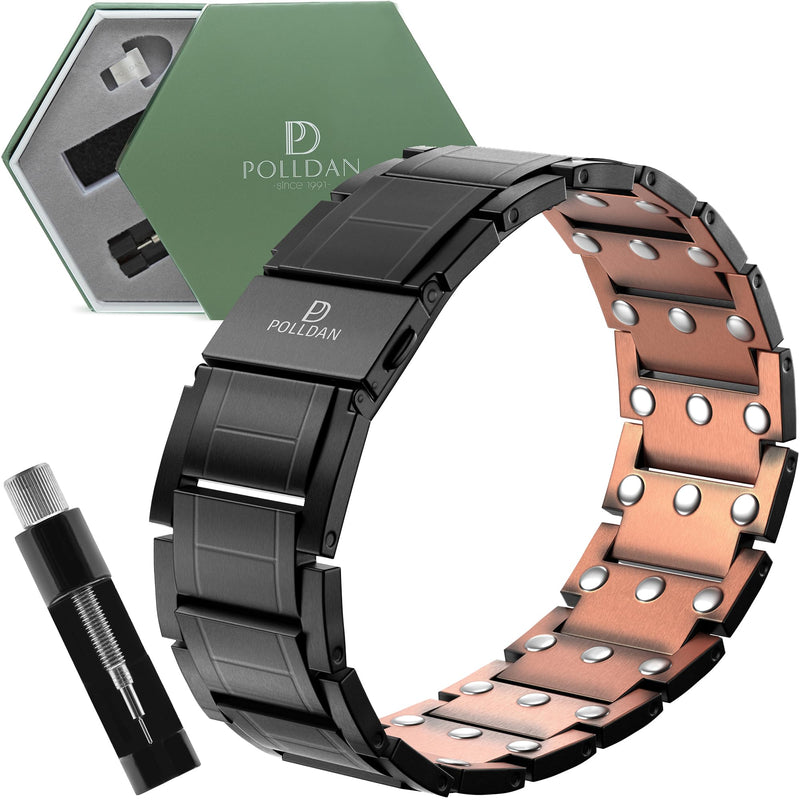 Copper Bracelet 6200 Gauss Power | Mens Bracelet 99.99% Pure Copper | Magnetic Bracelets for Men with Adjustable Fit & Sizing Tool | Stylish Men's Jewelry | Magnet Gifts for Him (3X Power Black Copper) 3X Power Black Copper