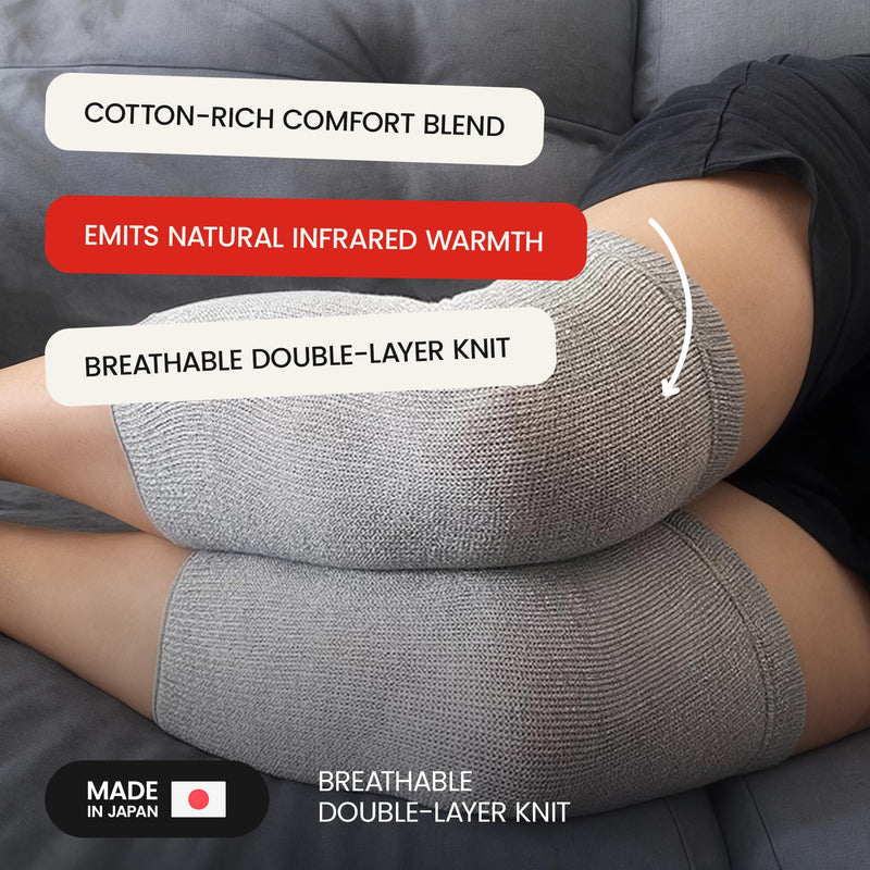 Elastic Cotton Knee Warmers, Knee Sleeves for Men and Women - Circulation Support and Joint Pain Relief, Arthritis Aid, One Pair, Made in Japan - BeesActive Australia