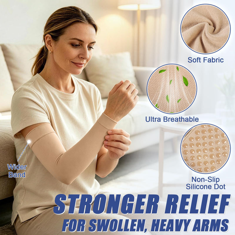 beister Compression Arm Sleeve, 20-30 mmHg Medical Support for Women Beige X-Large