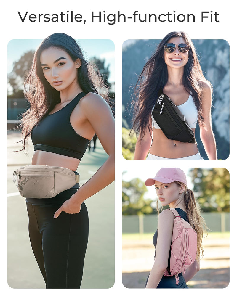 BAGSMART Fanny Packs for Women Belt Bag with Adjustable Strap Crossbody Waist Bag Pack for Running Hiking Workout Travel, Camel