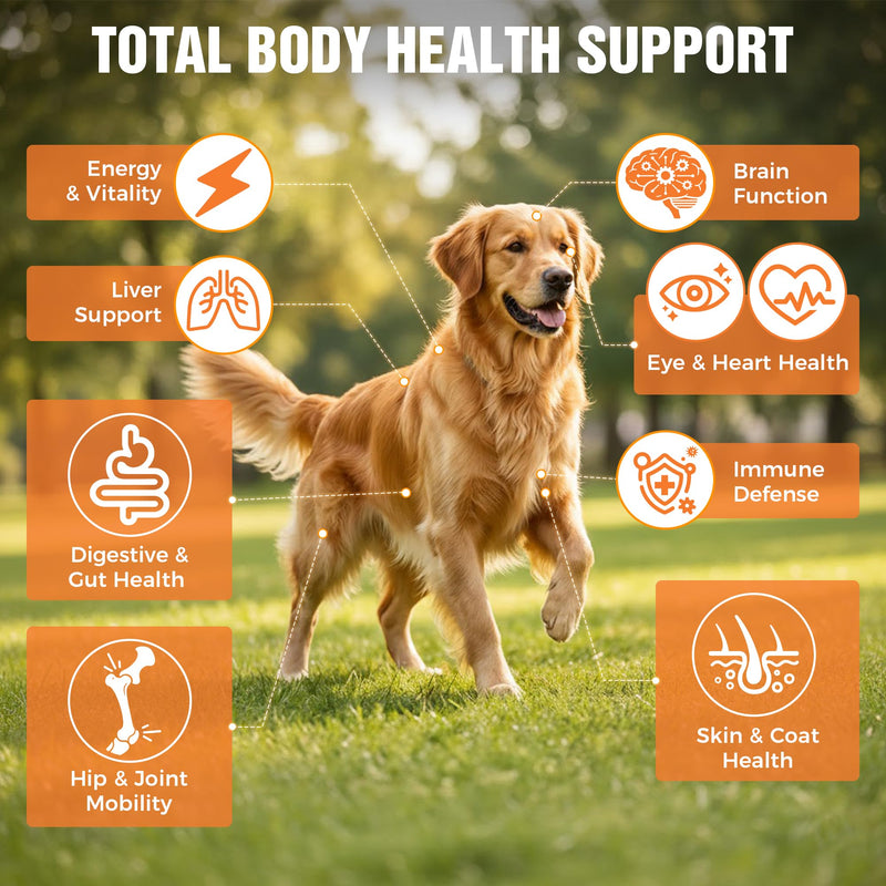 8-in-1 Dog Multivitamin & Joint Support - Glucosamine, Chondroitin, Probiotics & Omega-3 - Comprehensive Support for Gut, Skin, Coat & Immune Health - All Ages & Breeds