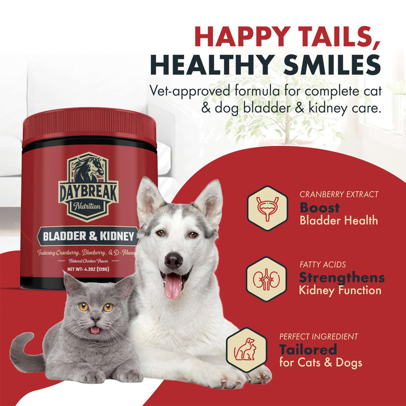 Bladder and Kidney Relief for Dogs & Cats by Daybreak Nutrition | Powder Cranberry Supplement for Dogs and Cat for UTI Treatment & Urinary Support | Dog & Cat Urinary Tract Infection Remedy Supplement 30 Servings - BeesActive Australia