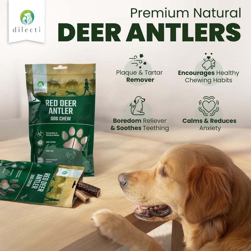 Premium Natural Deer Antlers For Dogs - Rich in Proteins & Minerals - Durable, Long Lasting Dog Chew for Dental Care, Teething, and Boredom - Spilt S (28-50g), pack of 3 S (pack of 3) - Spilt / Half