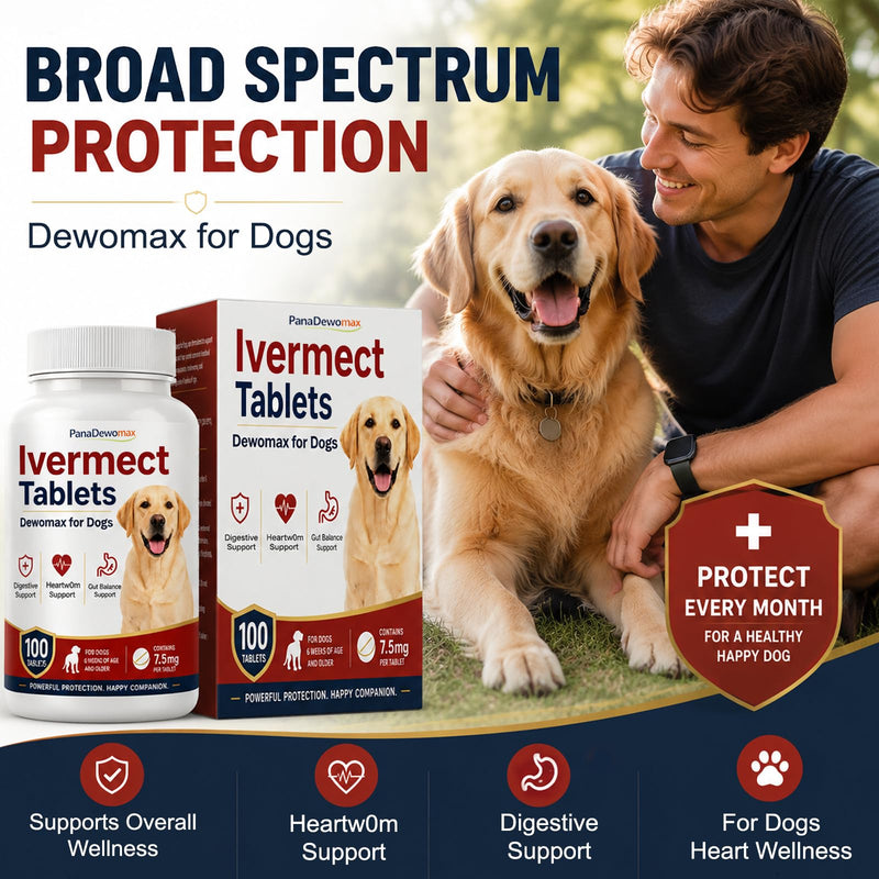 lvermect for Dogs Broad Spectrum Dewomax for Canine Heart Wellness and Gut Health Detox, Promotes Immune & Digestive (100 Count)