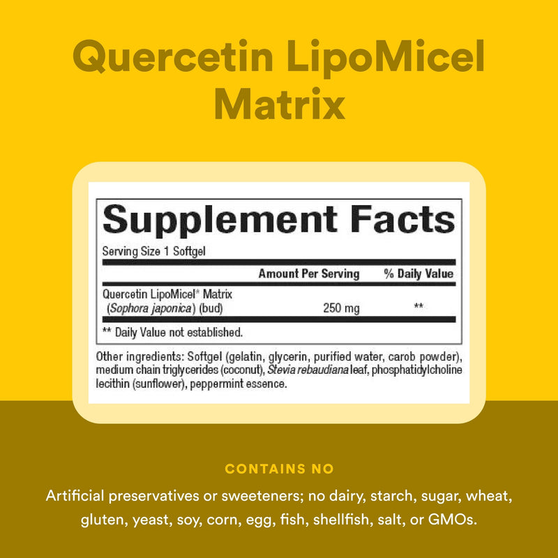 Natural Factors Quercetin LipoMicel Matrix - Supports Immune Health & Capillary Health - Antioxidant Support Supplement with Highly Absorbable Quercetin - 120 Softgels (120 Servings) 120 Count (Pack of 1)