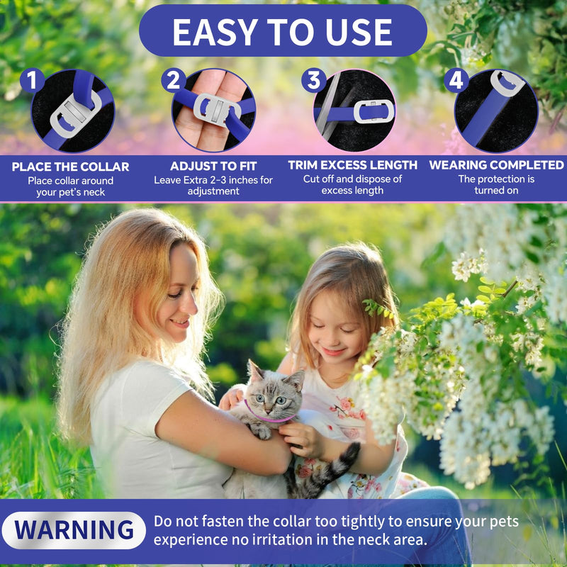 4 Pack Flea Collar for Cats, 32 Months Flea and Tick Prevention for Cats, Waterproof Cat Flea Collar, Natural Cat Flea and Tick Treatment, Adjustable Flea and Tick Collar for Cats Kittens(Blue&Pink) - BeesActive Australia