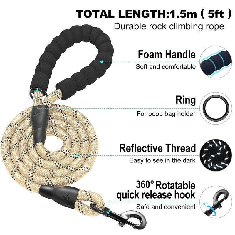 Dog Harness with Leash Set, No Pull Adjustable Reflective Step-in Puppy Harness with Thickened Padded Vest for Extra-Small/Small Medium Dogs M (Chest 15''-18'', Weight 10-15 lb) Beige - BeesActive Australia