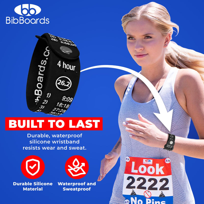 BibBoards Marathon Pace Band - Your Personal Pace Coach for Races & Training to Crush Goals - Waterproof, Lightweight Race Pace Band - Running Accessories for Half & Full Marathons Full Marathon 6:00