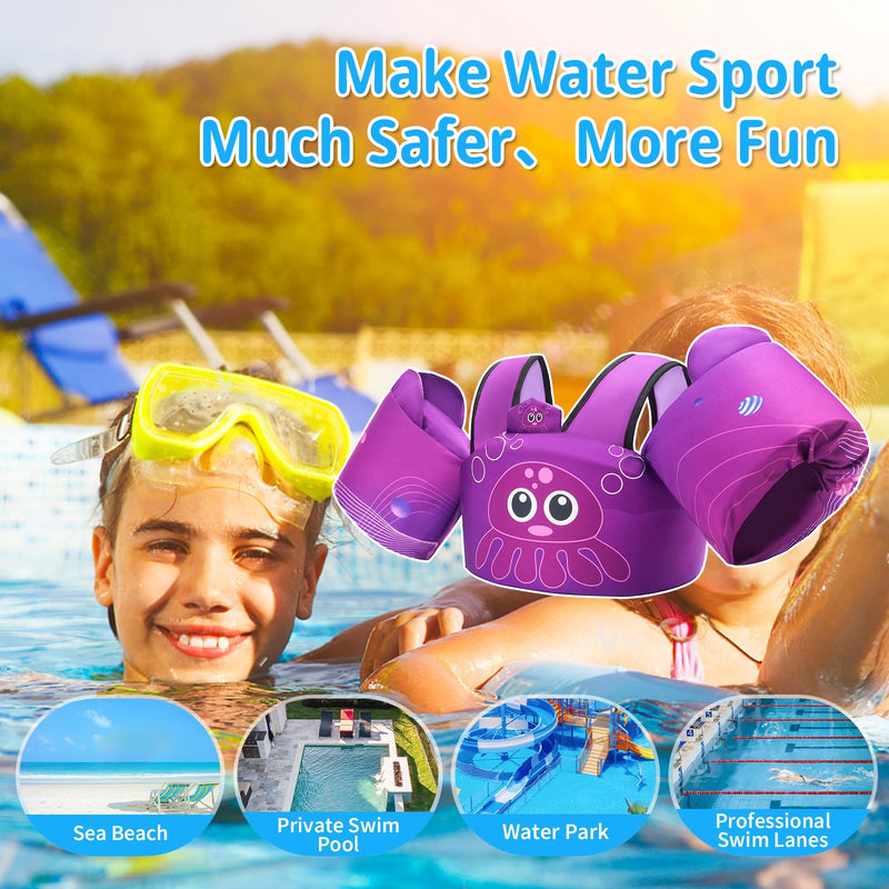 Elejolie Toddler Swim Vest for Child Learn Swiming Training,Infant Safety Swimmies Aid Jacket for Kids 2 3 4 5 6 Years Old,Arm Water Wings for Baby 22-66lbs A-Jellyfish