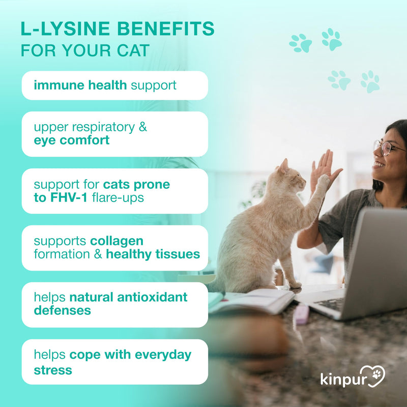 Lysine Cat Treats – L‑Lysine Immune & Respiratory Support for Cats & Kittens of All Breeds and Ages – Helps Cats Prone to FHV‑1, Sneezing, Runny Nose & Watery Eyes – 135 Chicken Chews