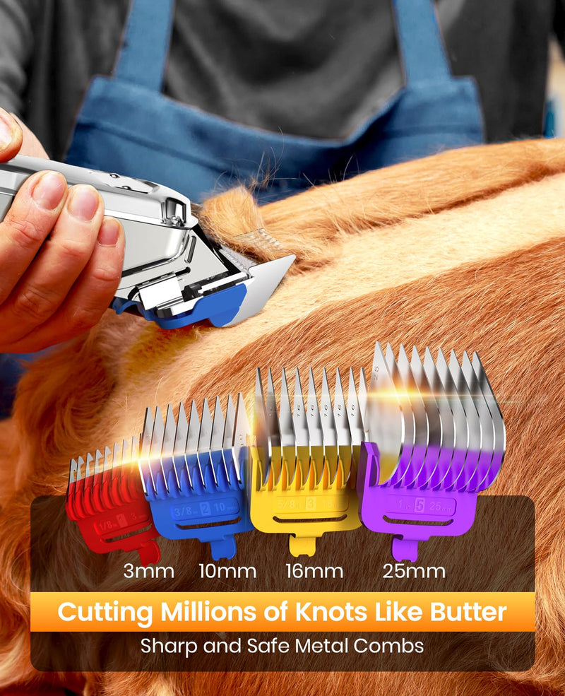 oneisall Quiet dog clippers with metal guide comb, professional wireless dog clippers, high-performance pet hair clippers for thick/curly/fine/long/wavy hair - BeesActive Australia