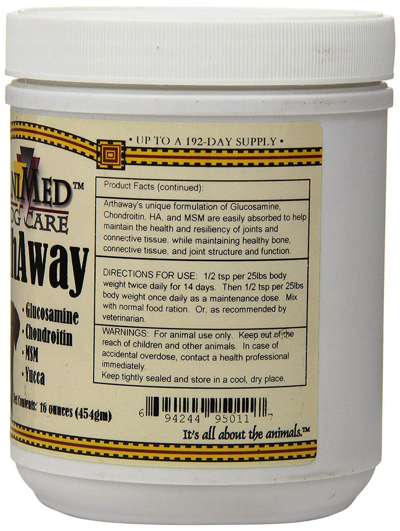 AniMed Arthaway Powder Joint Tissue Supplement for Dogs, 16-Ounce - PawsPlanet Australia
