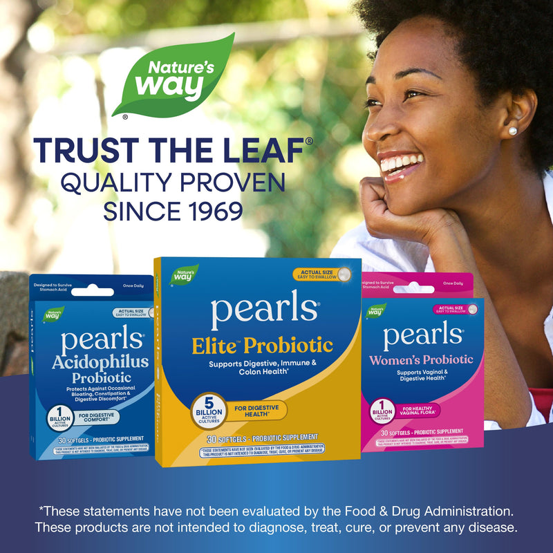 Nature's Way Pearls Elite Probiotic for Men and Women, 5 Billion, 30 ct | Supports Digestive, Immune, Colon Health*, 5 Billion Live Cultures, No Artificial Colors, No Refrigeration Required Unflavored 30 Count (Pack of 1)