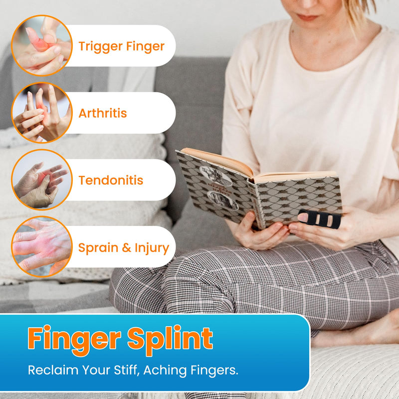 Trigger Finger Splints - (2+2 Set) Finger Ice Pack for Pain Relief, Straightening Arthritis, Sprain, Injured Mallet Finger - Finger Brace for Index, Middle, Ring, Thumb Finger One Size