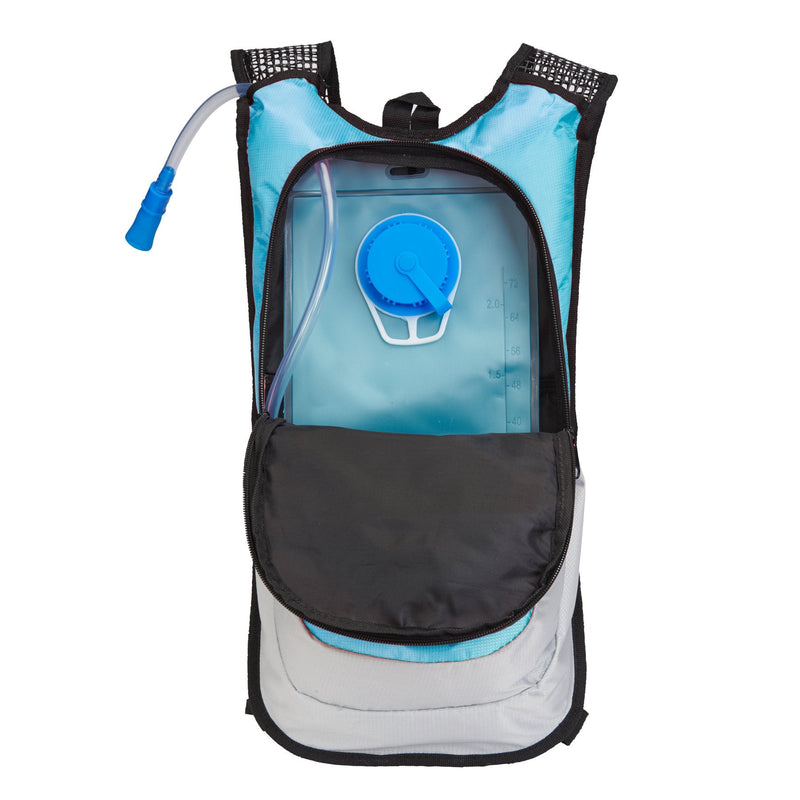 Black Mountain Products Hydration Pack - 2 Liter Water Bladder with Extra Large Storage Compartment Blue