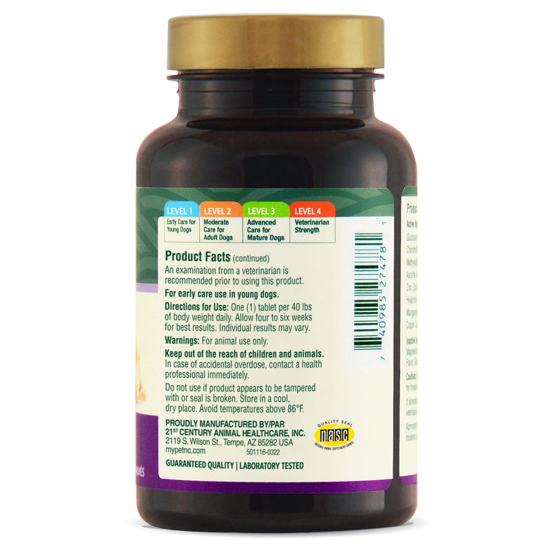 PetNC Natural Care Level-1 Hip & Joint Health Supplement for Younger Dogs,60 Chewable Tablets, 500mg Glucosamine, 100mg Chondroitin, 10mg MSM & 1mg Hyaluronic Acid, Vitamin C & Manganese, Liver Flavor Level 1