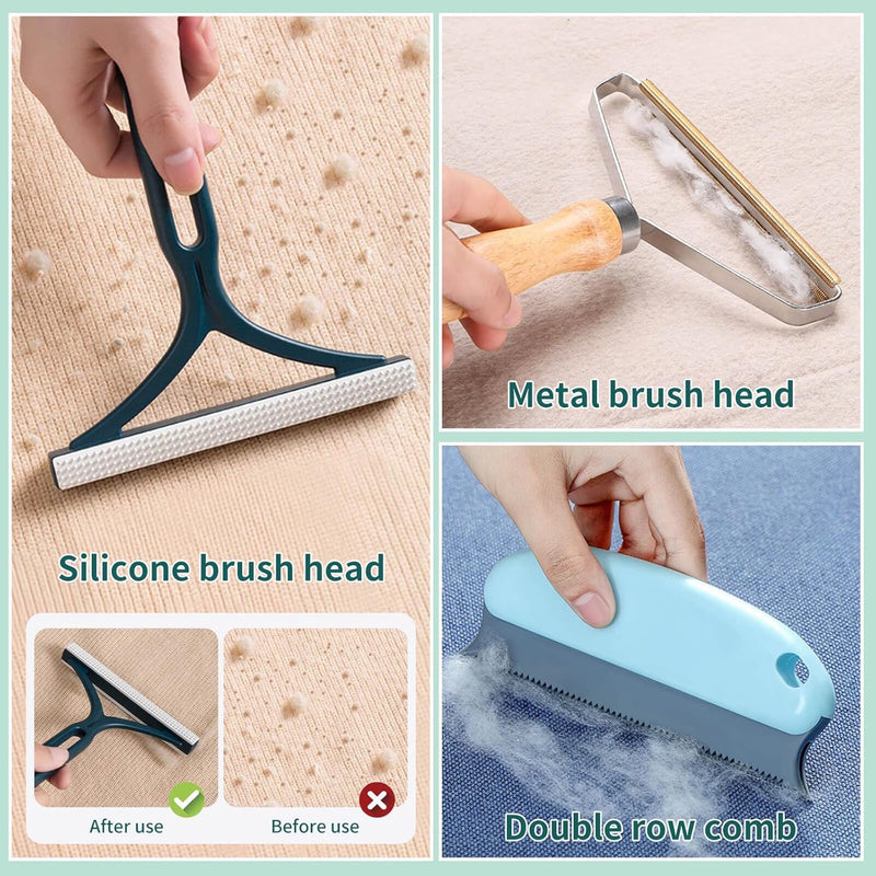 Dog Hair Remover, Pet Hair Remover for Furniture, Couch, Carpet, Clothes, Car, Pet Hair, Portable Dog Cat Hair Remover, Reusable Pet Hair Remover Tool 5SET - BeesActive Australia