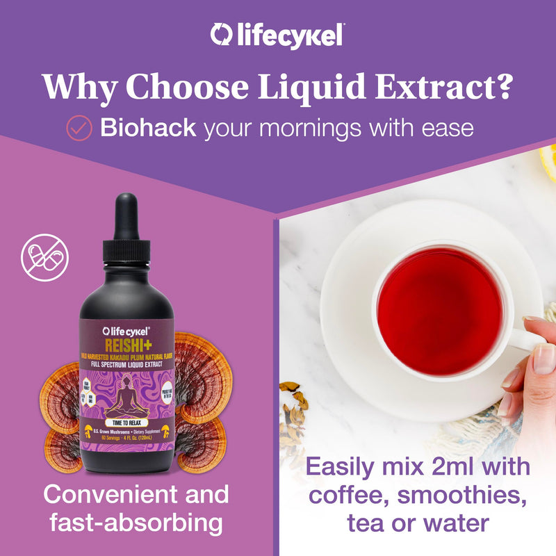 Life Cykel - Reishi Mushroom Extract with Wild Kakadu Plum - Potent Immune & Sleep Support Supplement, Vitamin-C Rich Adaptogen Mushroom Drops - 1 Fl Oz 1 Fl Oz (Pack of 1)