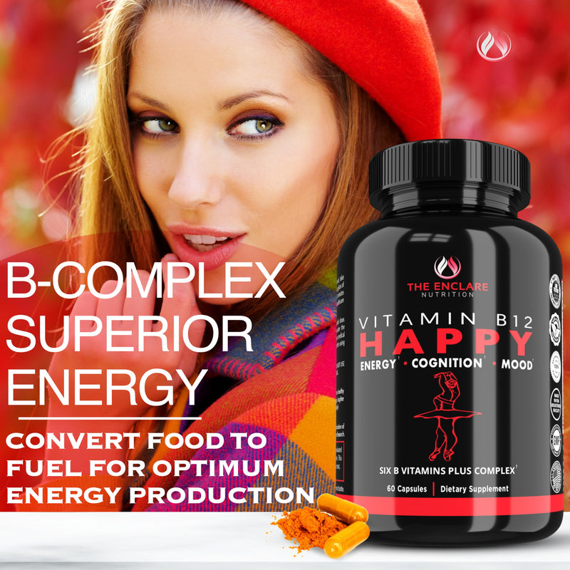 THE ENCLARE NUTRITION Vitamin B12 - Vitamin B Complex with Vitamin C, Biotin, Inositol, Folic Acid, B Vitamins, B1, B2, B3, B4, B5, B6, B7, B8, B9. Brain, Heart, Immune Support, Energy Supplements (1) 1